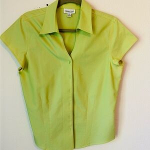 Coldwater Creek Green Button Down Shirt Notched Collar